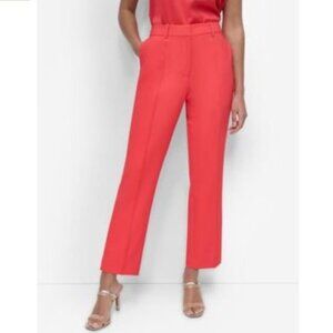DKNY Womens Piped Straight-Leg Mid-Rise Tailored Pants Watermelon Sugar NWT